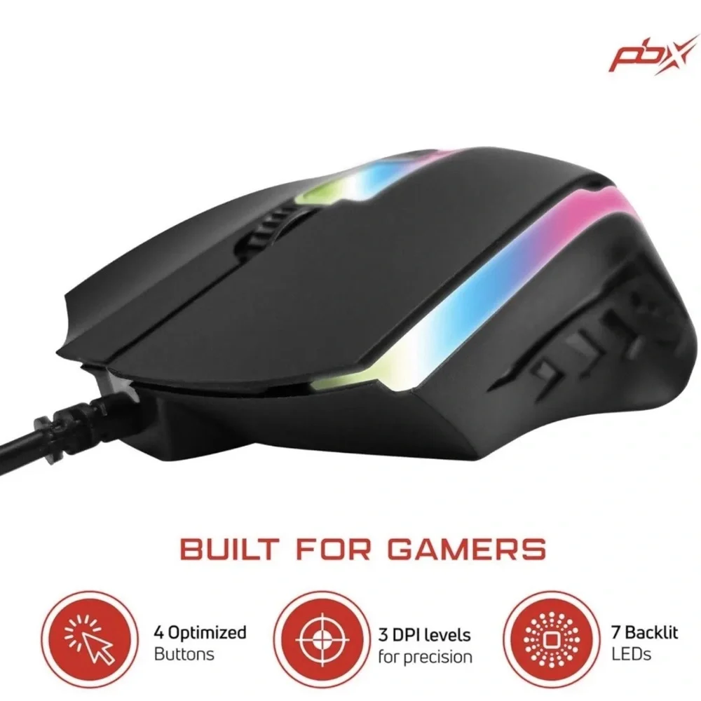 PBX Slayer 3-in-1 Gaming Kit Backlit Keyboard, LED Gaming Mouse, Spectrum pad